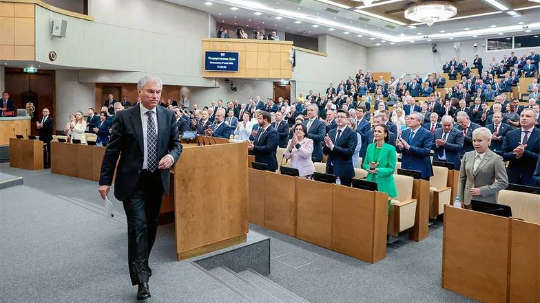 ПРЕСС-СЛУЖБА ГОСДУМЫ РФ/ТАСС Спикер Госдумы Вячеслав Володин на заключительном пленарном заседании депутатов восьмого созыва