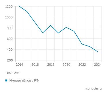 ФТС Импорт яблок в Россию за 10 лет снизился в три раза