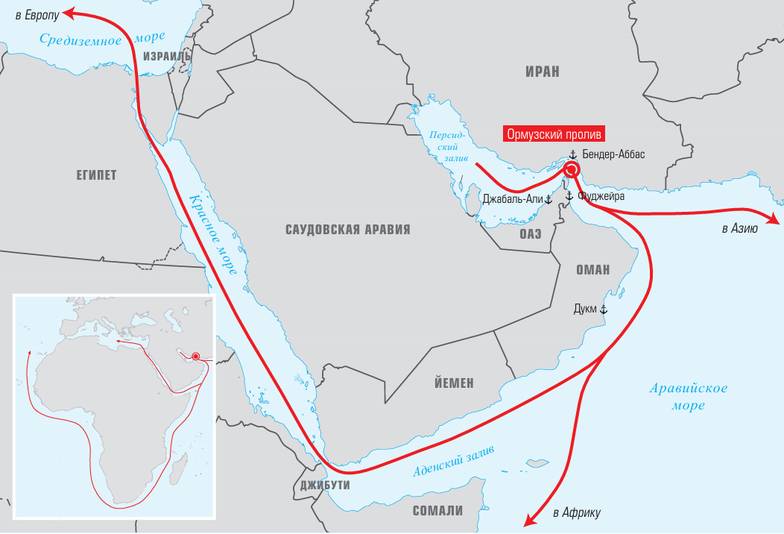  Торговые пути через Ормузский пролив
