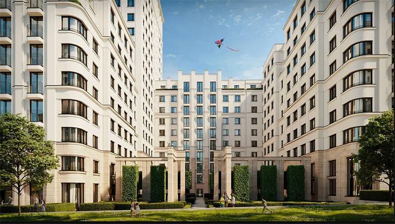  Квартал «На Некрасова» в Екатеринбурге разработан немецким архитектурным бюро в стиле неоклассики —  редкий пример классических предпочтений у архитекторов и девелопера проекта, компании «Брусника»