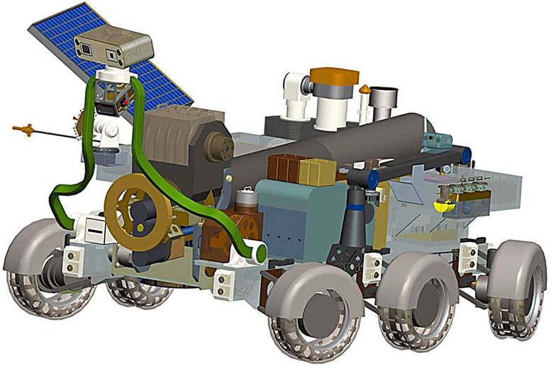 Российская разработка ГЕОХИ РаН — луноход-геолог. Машина будет перемещаться по поверхности Луны на  расстояния до 500 км
