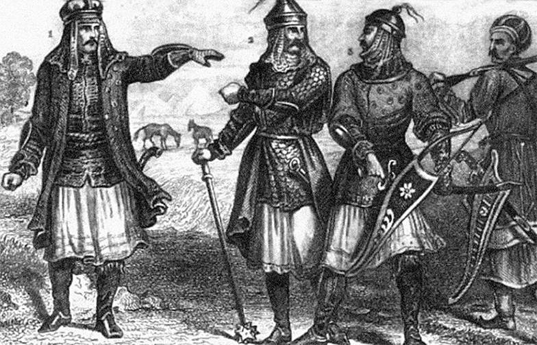  Так рисуют хазар историки.  А генетики установили, что в этой  популяции были как «черные» хазары  — кочевники иранского и тюркского  происхождения, так и «белые» —  с голубыми глазами и светлыми  волосами