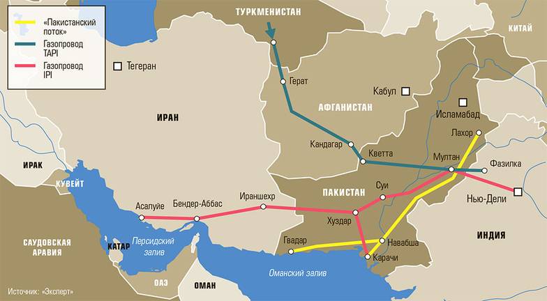 «Эксперт» Перспективные магистральные газопроводы в Южной Азии с участием России