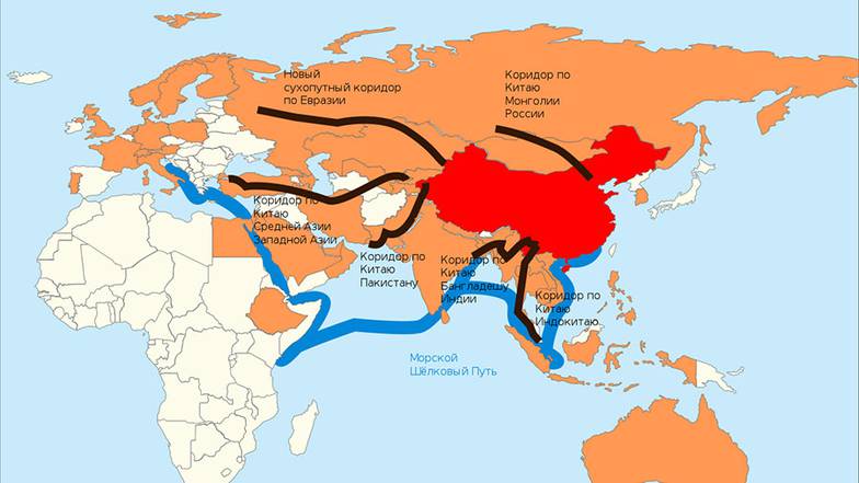 ru.wikipedia.org Красным отмечен Китай, оранжевым — члены Азиатского банка инфраструктурных инвестиций.
