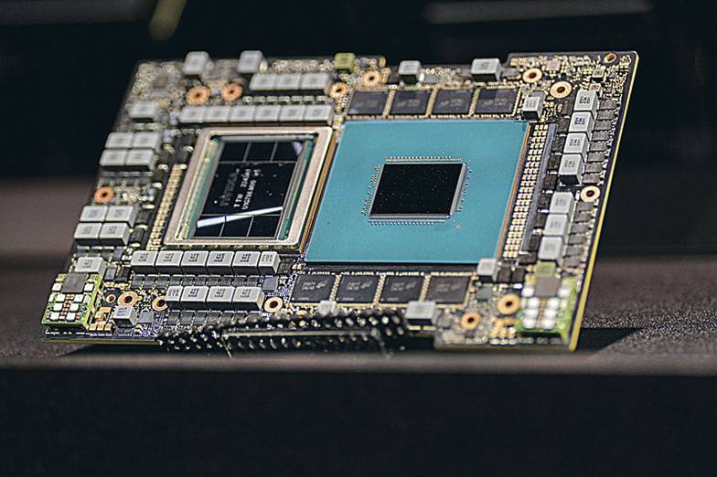 WALID BERRAZEG/SOPA Новый суперкомпьютер Nvidia с поддержкой вы- числений для ИИ может интегрировать до 256 чипов Nvidia Grace Hopper