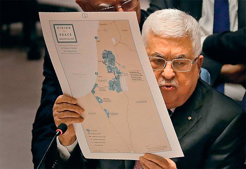 AP PHOTO/SETH WENIG Президент Палестины Махмуд Аббас на заседании Совбеза ООН в 2020 году