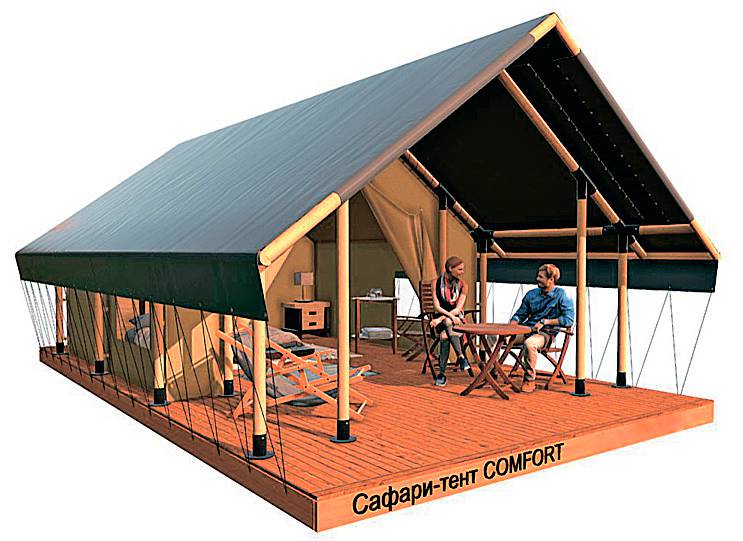  Сафари-тент — «палатка-домик» на опорах, обтянутых тканью
