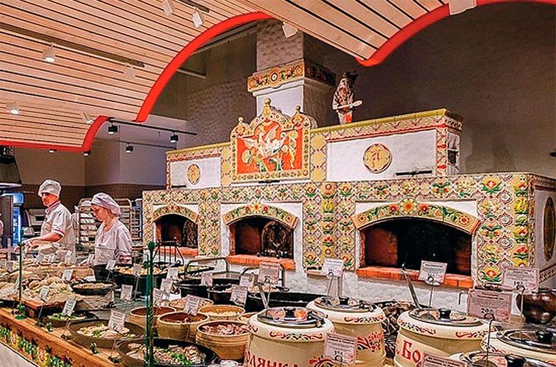  Русская печь в центре магазина «Добрянка» в Новосибирске