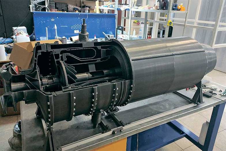 ПРЕДОСТАВЛЕНО НОЦ «ИНЖЕНЕРИЯ БУДУЩЕГО» Разработка НОЦ «Инженерия будущего»: малоразмерная газотурбинная установка для генерации электричества. Ее детали изготавливаются на лазерном 3D-принтере из отечественных металлических порошков