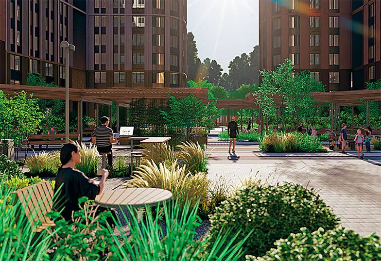  Двор-площадь в новом апарт-комплексе «Движение. Говорово» на юго-западе Москвы