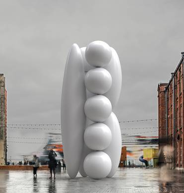 Фото предоставлено организаторами выставки Роман Ермаков. Стабильная композиция. 2021 Скульптура. Стеклопластик, металлокаркас. Из серии «Танцующая ось пятого измерения»